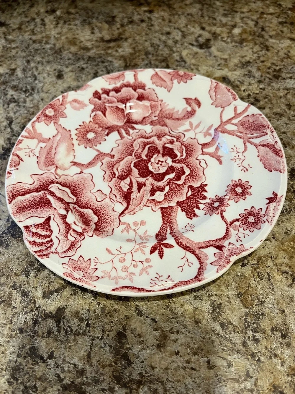 Vintage Johnson Brothers English Chippendale Red Floral 6” Salad Plate